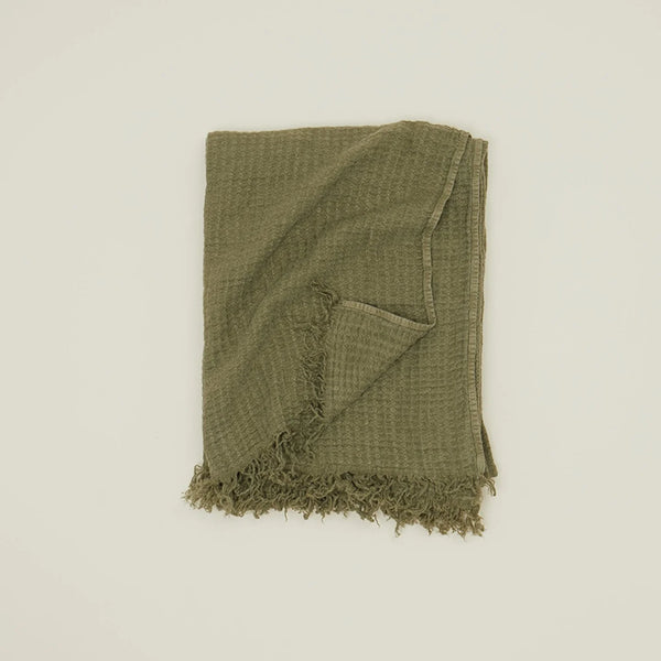 SIMPLE LINEN THROW - OLIVE