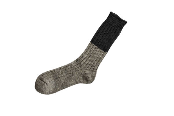 Wool Cotton Slab Socks, Charcoal