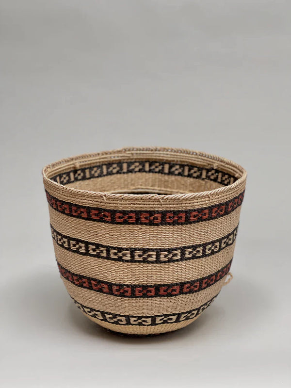Yanomami Handwoven Striped Basket, Medium