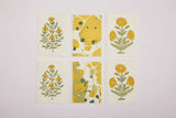 Block Print Notecard Set, Yellow Flower