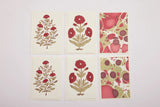 Block Print Notecard Set, Red Flower