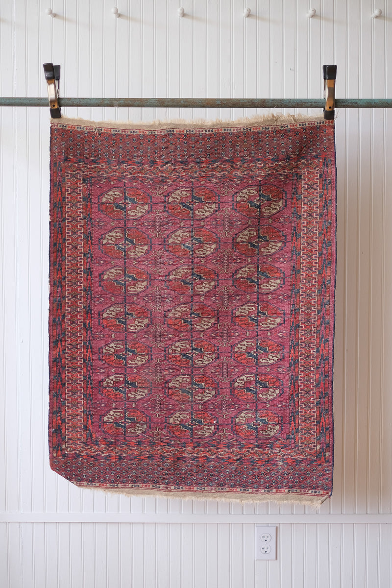 Antique Persian Square Rug, Red