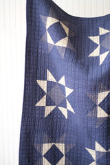 Patchwork Quilt, Navy White Star Pattern