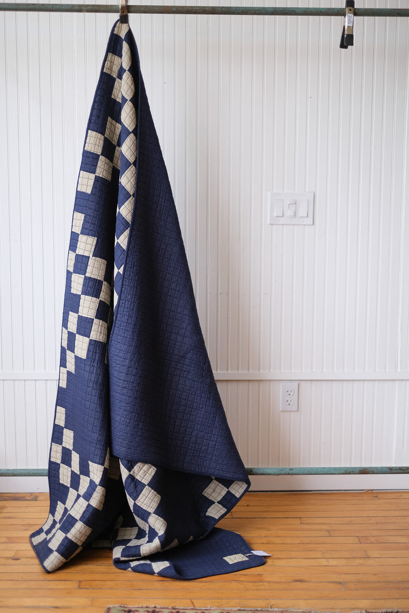 Patchwork Quilt, Navy White Check