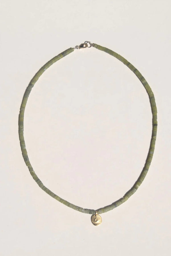 Green Jade Beaded Talisman Necklace