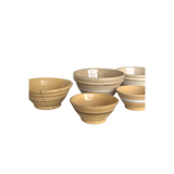 Antique Set of 5 Yellowware Mixing Bowls
