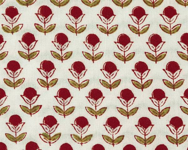 Red Flower Block Print Napkins, S/4