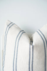 White with Blue Stripes Cotton Pillow
