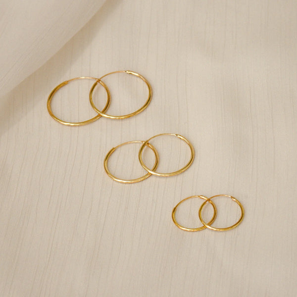 Simple Hoop Earrings, 14k Gold