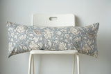 Blue Flowers Block Print Lumbar Pillow