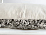 Black and Cream Batik Dots Lumbar Pillow