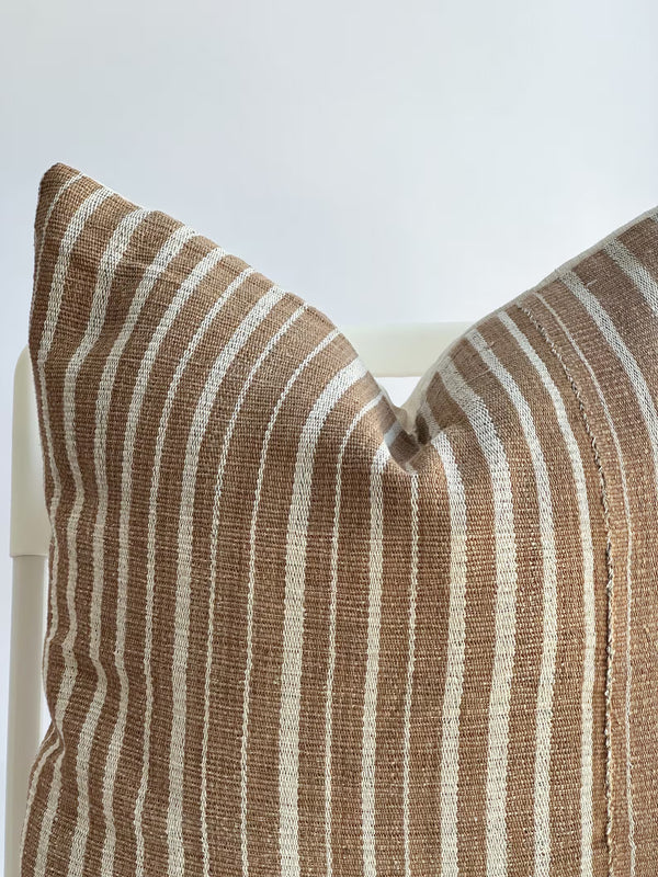 Handwoven Brown with Cream Stripes Pillow