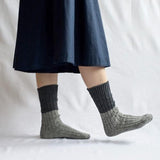 Wool Cotton Slab Socks, Charcoal