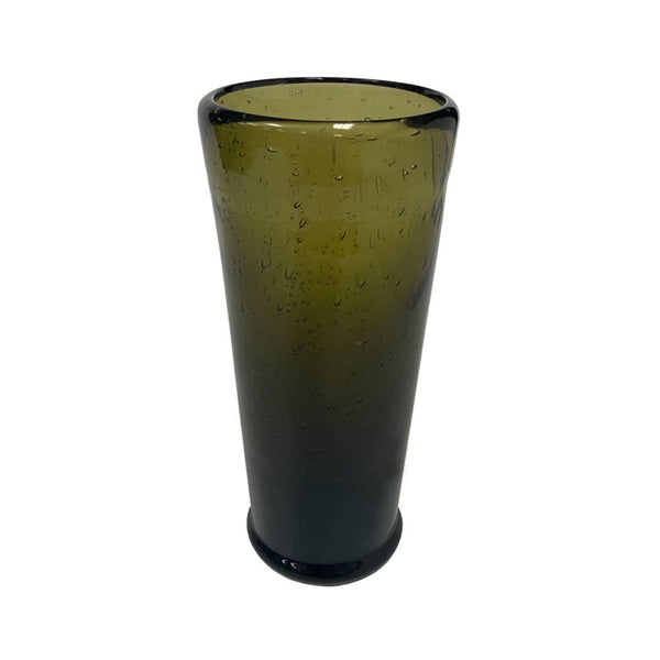 Hand-Blown Dark Green Water Glass, Tall