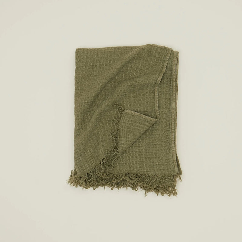 SIMPLE LINEN THROW - OLIVE