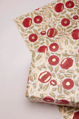 Block Print Gift Wrap, Red Flower