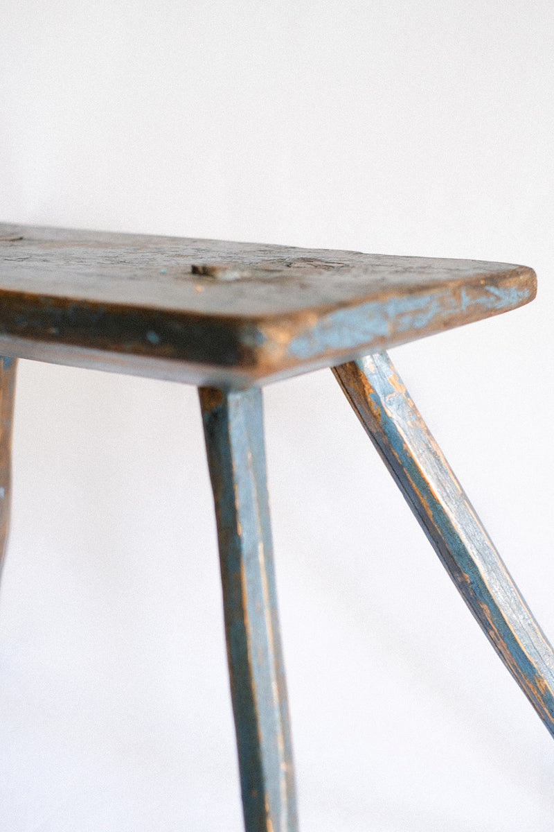 Early Blue Painted Milking Stool