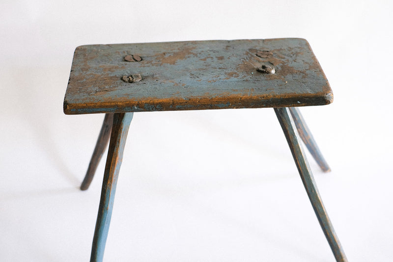 Early Blue Painted Milking Stool