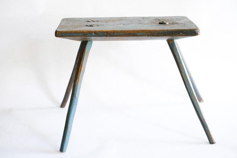 Early Blue Painted Milking Stool