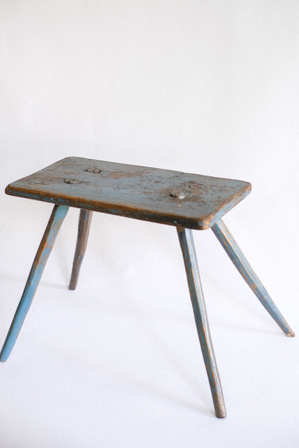 Early Blue Painted Milking Stool