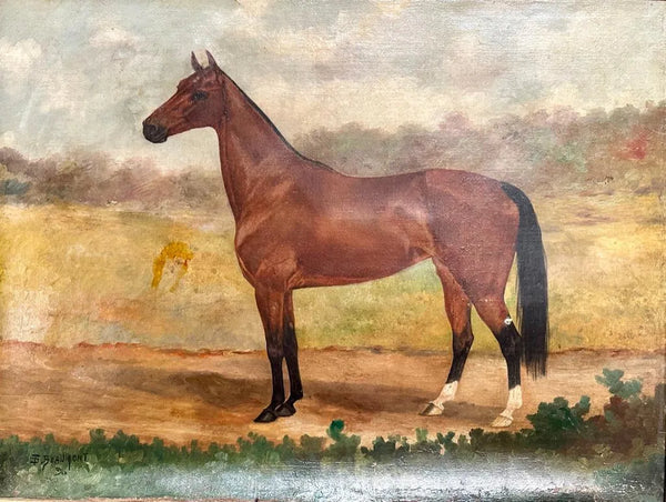 Antique Portrait of a Bay Horse, Oil on Canvas