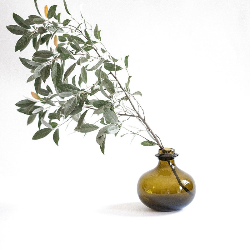 Hand-Blown Dark Green Thick Glass Small Onion Bottle