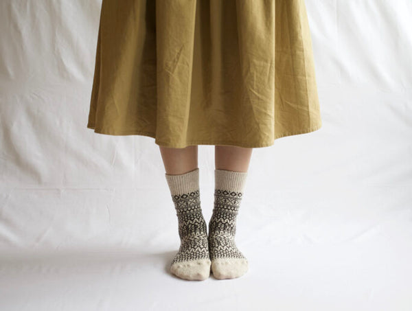 Wool Jacquard Socks, Oatmeal