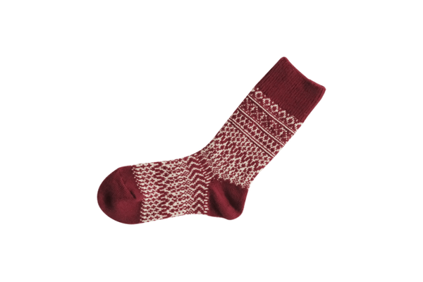 Wool Jacquard Socks, Wine