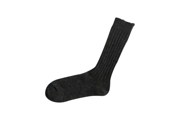 Wool Ribbed Socks, Charcoal