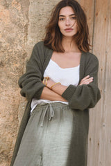 The Cashmere Marlow Long Cardigan - Fern