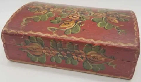 Painted Wooden Box with Domed Lid