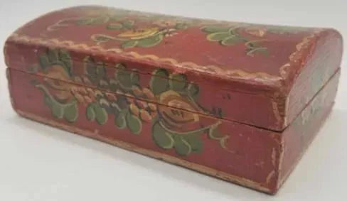 Painted Wooden Box with Domed Lid