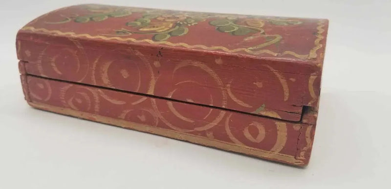 Painted Wooden Box with Domed Lid