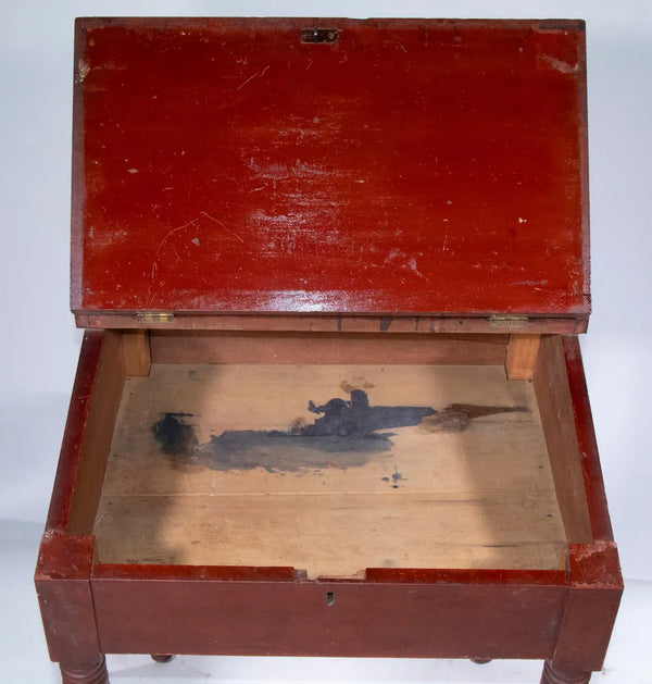 19TH C. PAINTED SLANT TOP DESK