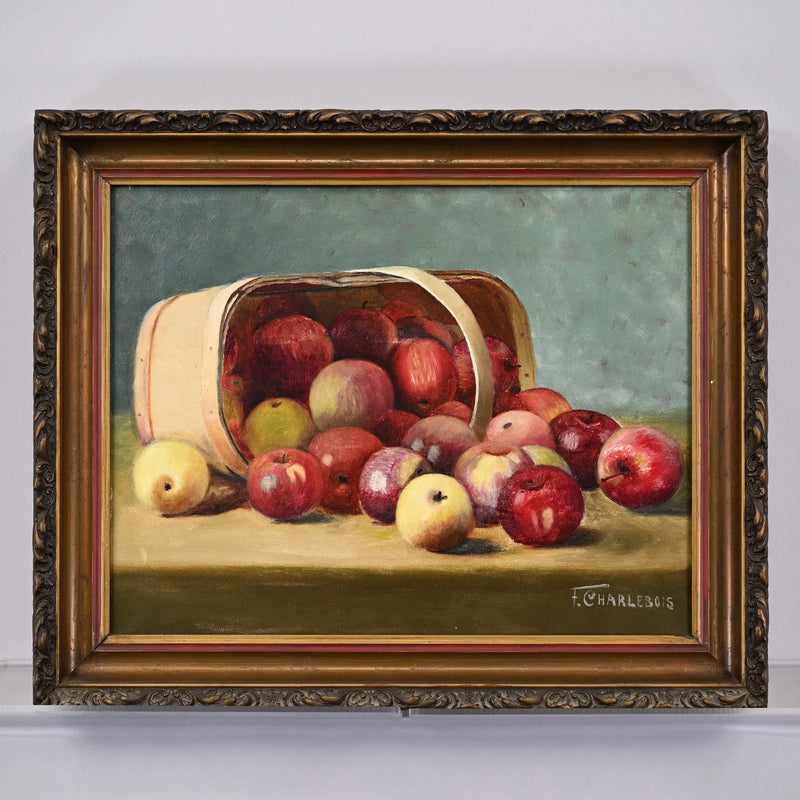 19th Century Still Life Painting, Overturned Apples