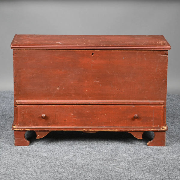 Antique Pine Blanket Chest in Dark Red Paint