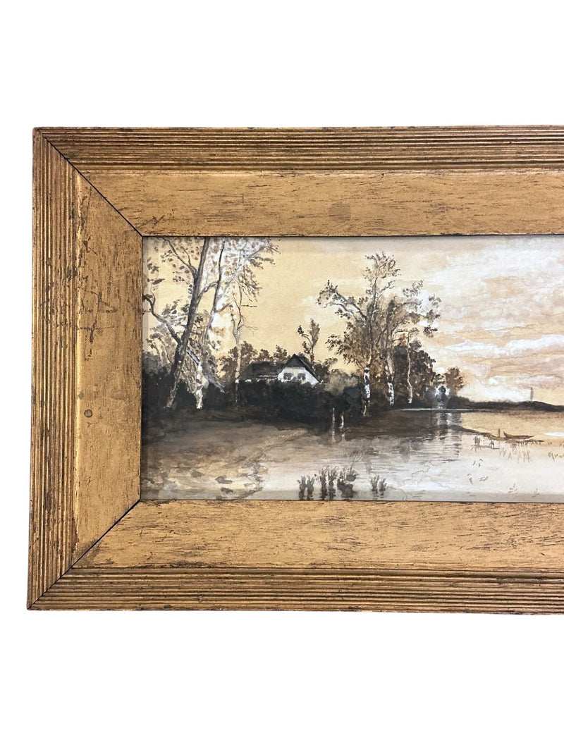 CARL WEBER GOUACHE HARBOR SCENE