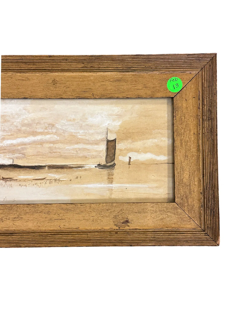 CARL WEBER GOUACHE HARBOR SCENE