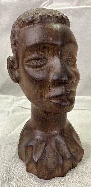 Carved American Bust in Exotic Wood