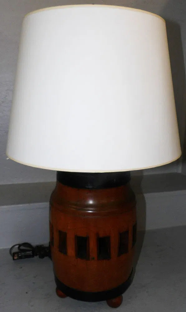 Antique Wooden Wheel Lamp