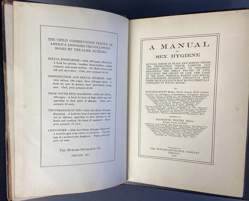 Antique Book Manual of Sex Hygiene 1913