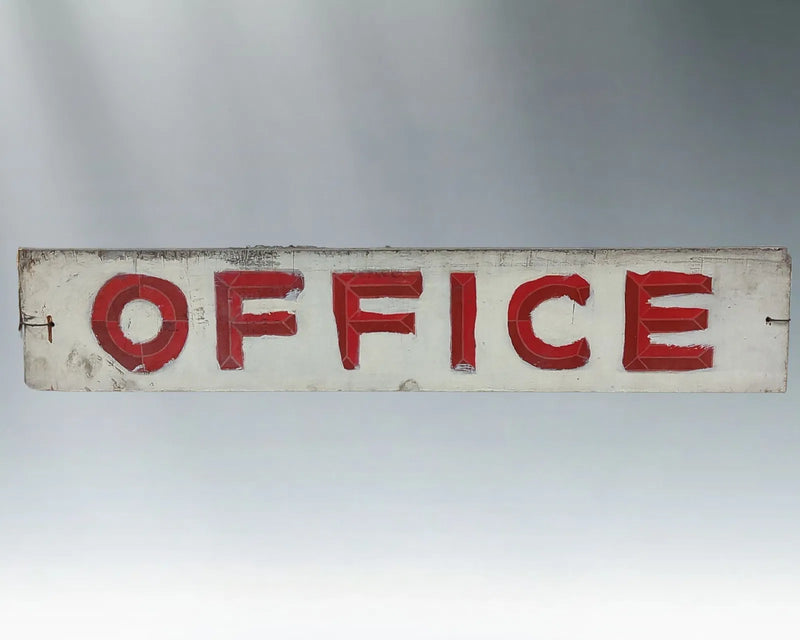 Antique Hand-Painted 3D "OFFICE" Wooden Flange Sign