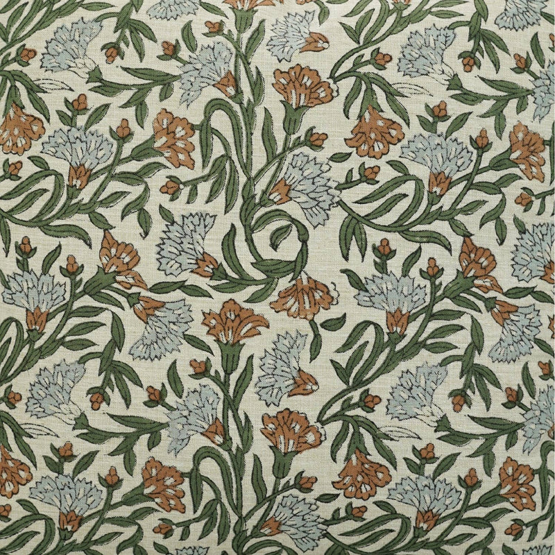 18x18 Block Print Linen Throw Pillow - Thorny Stems