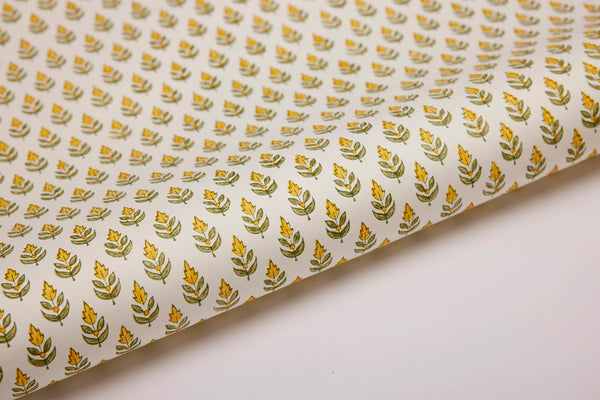 Block Print Gift Wrap, Yellow Buti Flower