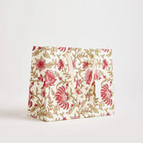 Block Print Gift Bag, Red Flower, Medium