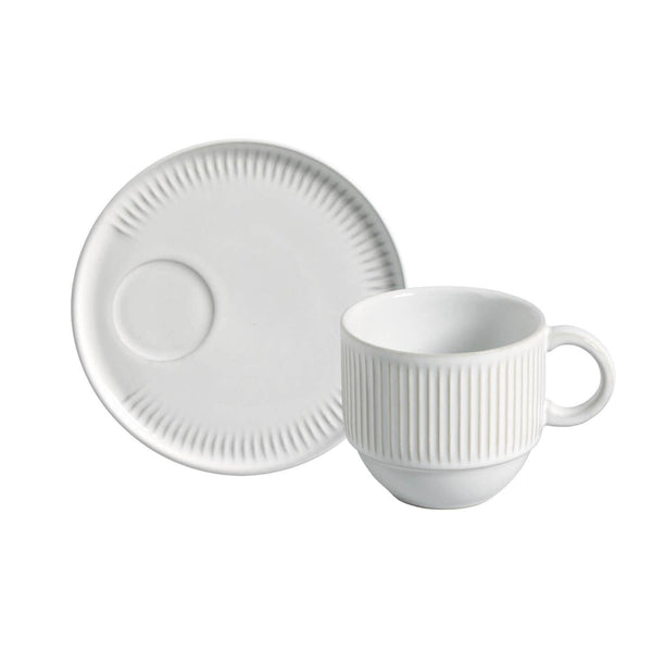 Linhas Tea Cup w/ Saucer, New White