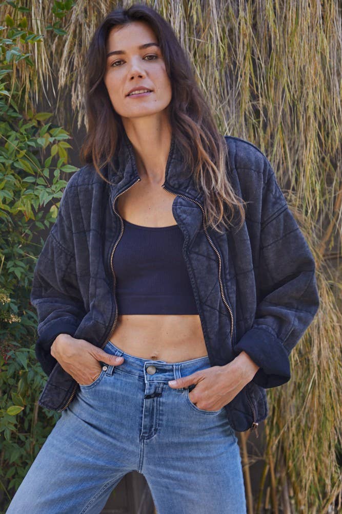 Quilted Knit Mineral Washed Jacket