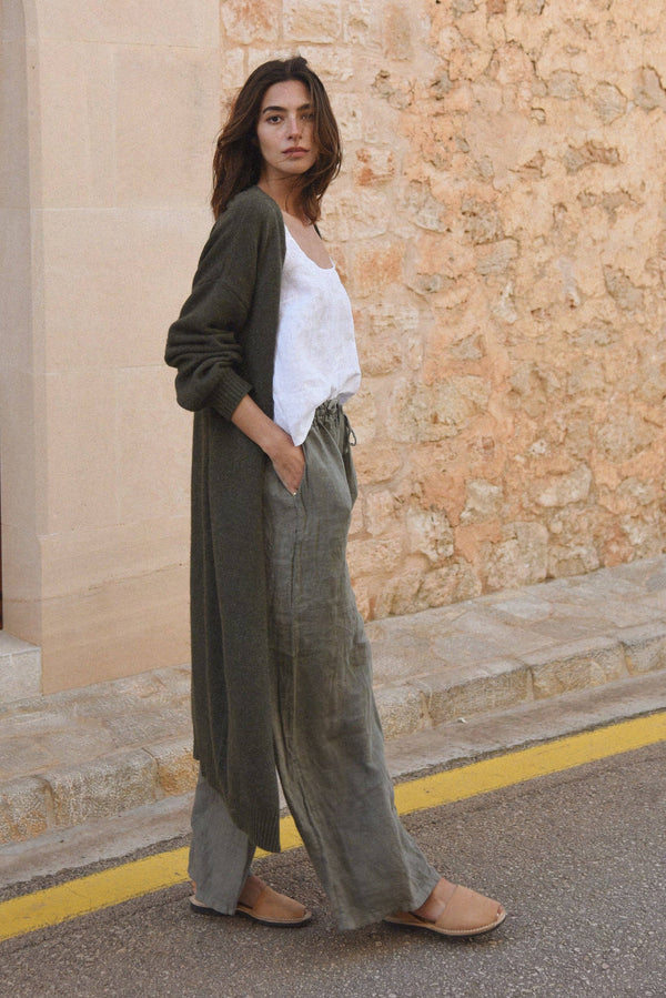 The Cashmere Marlow Long Cardigan - Fern