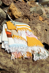 RECYCLED THROW BLANKET - Riviera Stripe Pink