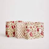 Block Print Gift Bag, Red Flower, Medium